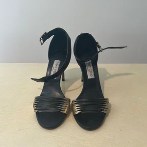 Jimmy choo beautiful open toe heels 39 1/2 black and gold